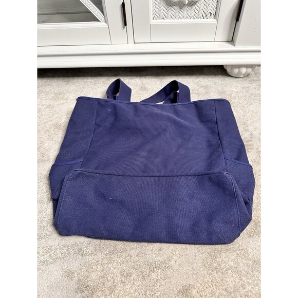 Walt Disney Snowman W/Mickey Mouse Ears Holiday Blue Canvas Tote Bag 18x16 - Picture 6 of 6